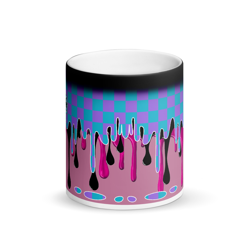 CRXWN | Drip or Dye | Checker Season 1 Matte Black Magik Mug COFFEE MUG pink n blue crush