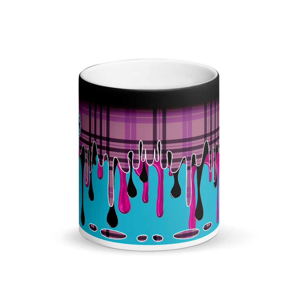 CRXWN | Drip or Dye | Plaid Season 1 Matte Black Magik Mug COFFEE MUG Blue Pink