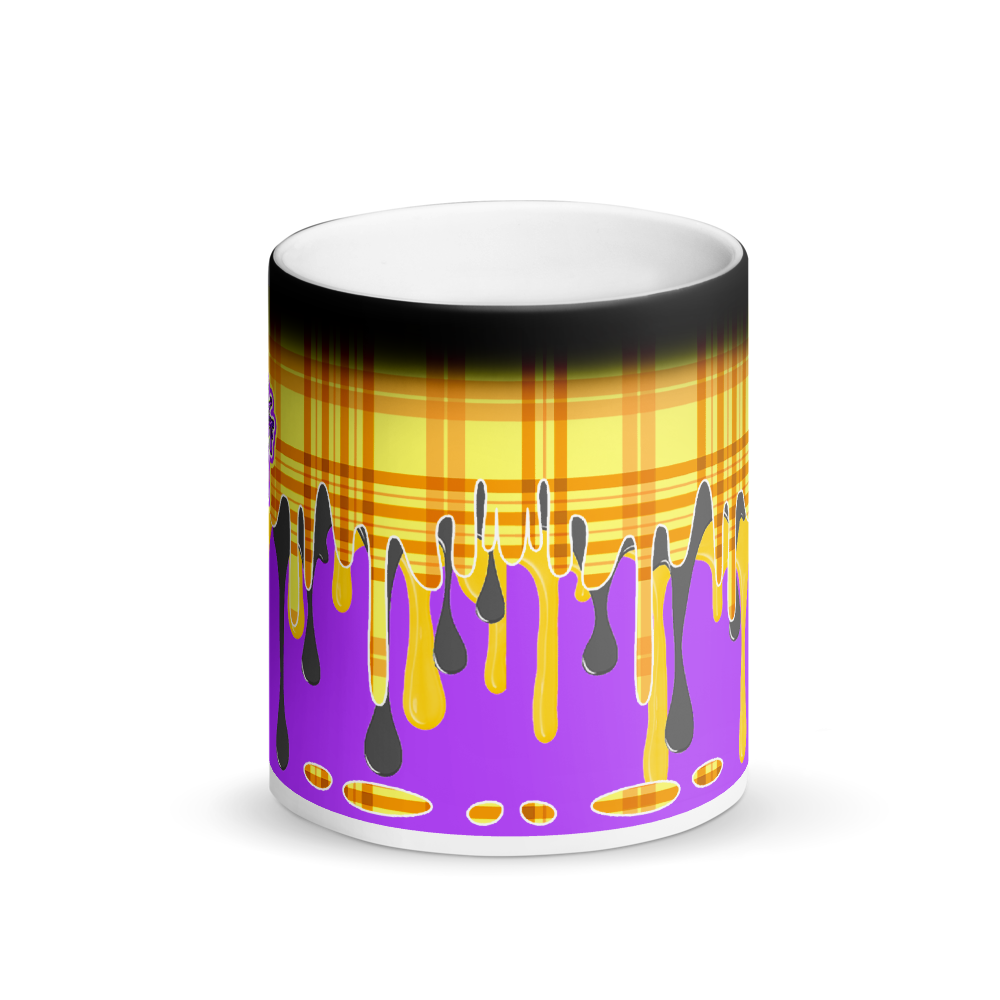 CRXWN | Drip or Dye | Plaid Season 1 Matte Black Magik Mug COFFEE MUG Grapes in Sunshine