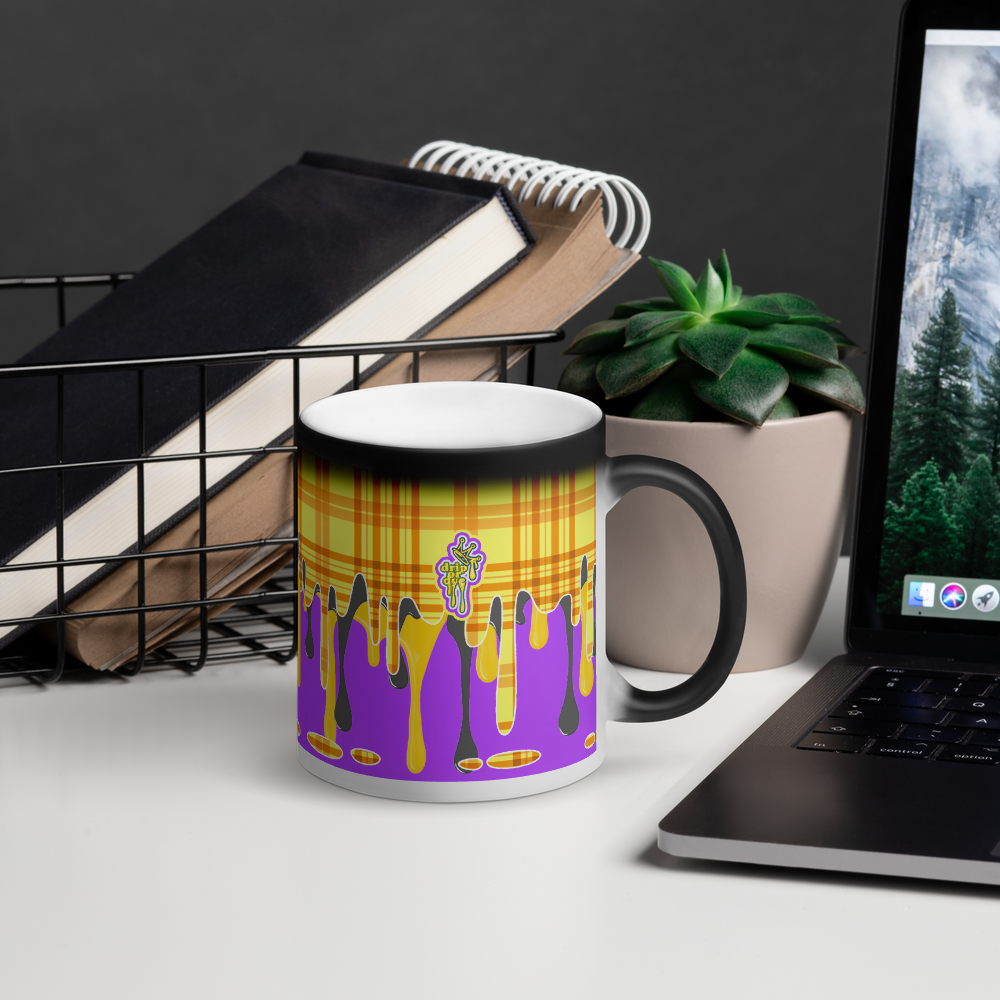 CRXWN | Drip or Dye | Plaid Season 1 Matte Black Magik Mug COFFEE MUG Grapes in Sunshine