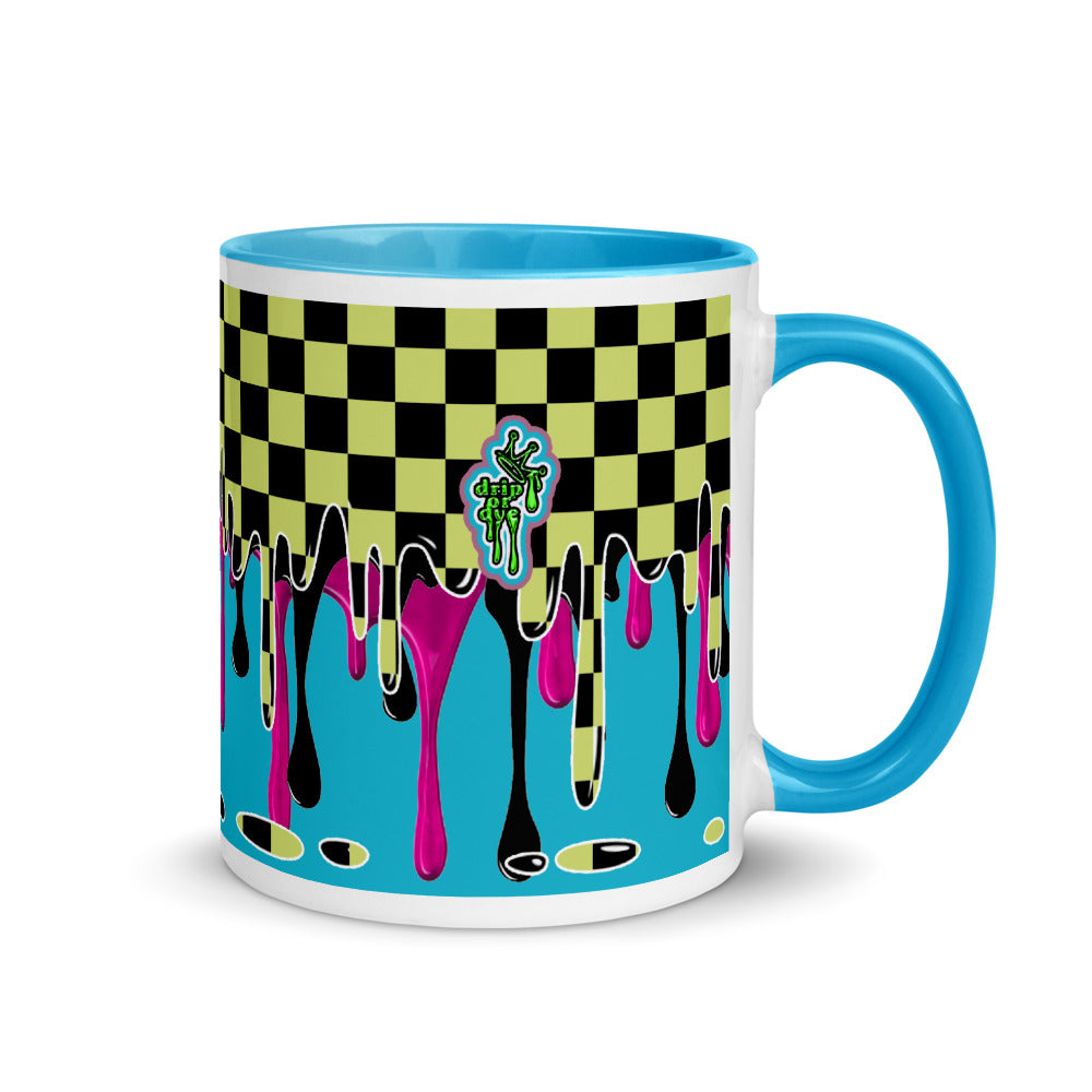 CRXWN | Drip or Dye | Checker Season 1 Color Series COFFEE MUG Grape Jelly In Taxi Cab Checker Drip Blue