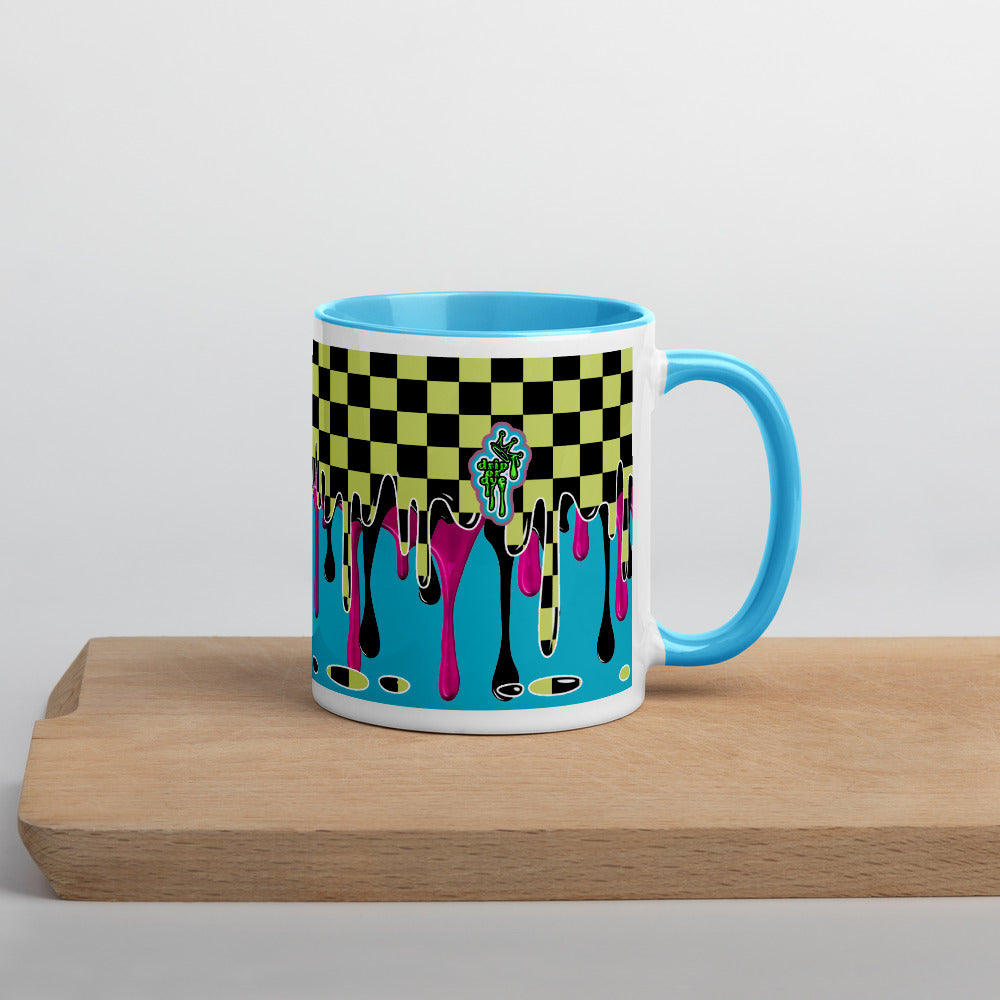 CRXWN | Drip or Dye | Checker Season 1 Color Series COFFEE MUG Grape Jelly In Taxi Cab Checker Drip Blue