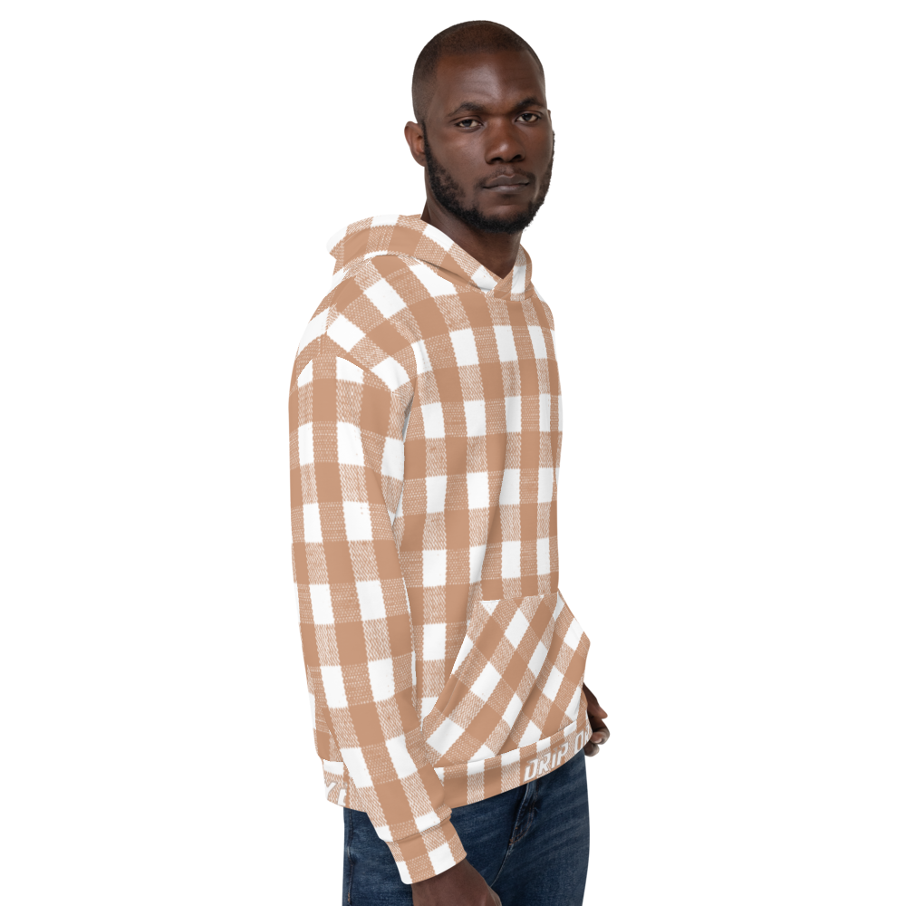 CRXWN | Drip or Dye | Plaid Season 1 Unisex Hoodie Custom Buffalo Plaid Retro Grunge Paint Splatter Tan Sands
