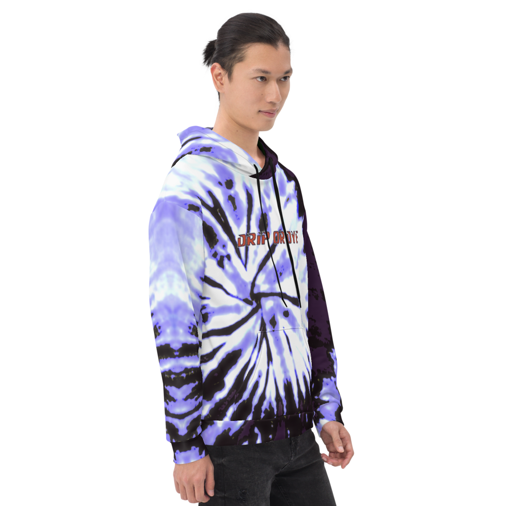 CRXWN | Drip or Dye | Tie Dye Season of Love 1 Cosmic Prophet Custom Unisex Hoodie Digital Spider Spiral Deep Purple Royal