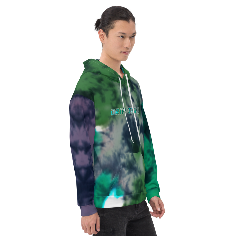 CRXWN | Drip or Dye | Tie Dye Season of Love 1 Cosmic Prophet Custom Unisex Hoodie and the Heavens Parted Color Clouds Leaves in Green Trees
