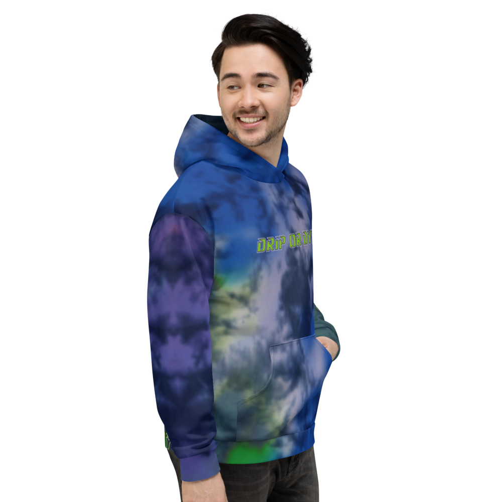CRXWN | Drip or Dye | Tie Dye Season of Love 1 Cosmic Prophet Custom Unisex Hoodie and the Heavens Parted Color Cloud Hyper Royal Blue Ocean