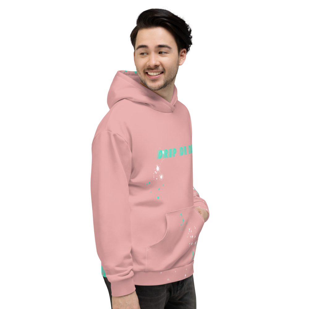 CRXWN | Drip or Dye | HUES Season 1 Back 2 Basics Unisex Comfort Hoodie Stripes N' Zoom Splatter Pastel Miami Art Basel Pink Teal