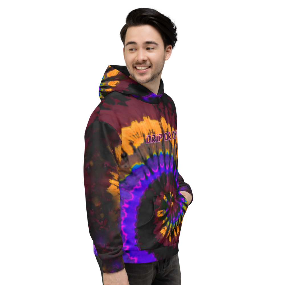 CRXWN | Drip or Dye | Tye Dye Season of Love 1 Cosmic Prophet Custom Unisex Hoodie Spiral Fire Code
