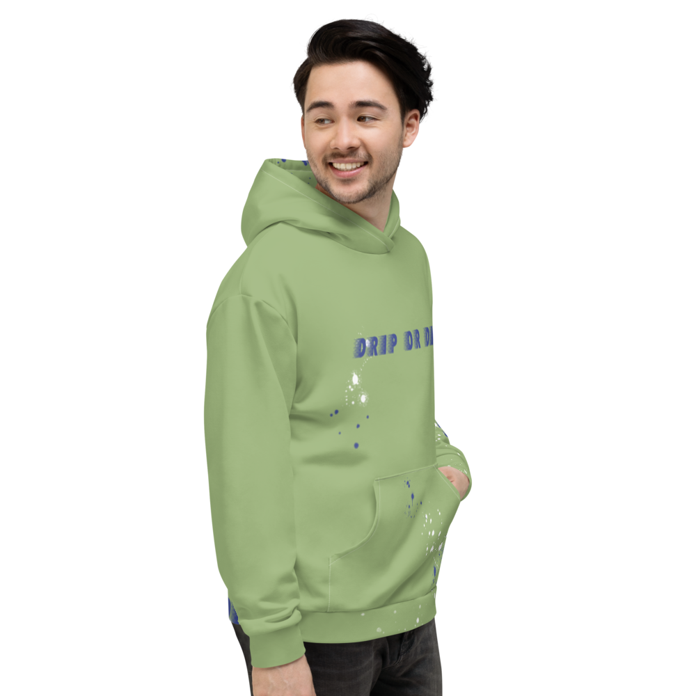 CRXWN | Drip or Dye | HUES Season 1 Back 2 Basics Unisex Comfort Hoodie Stripes N' Zoom Splatter Leaf Green Atomic Blue