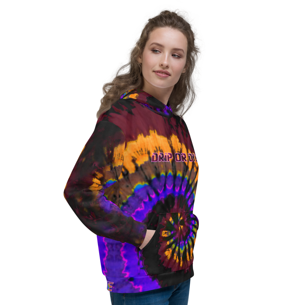 CRXWN | Drip or Dye | Tye Dye Season of Love 1 Cosmic Prophet Custom Unisex Hoodie Spiral Fire Code