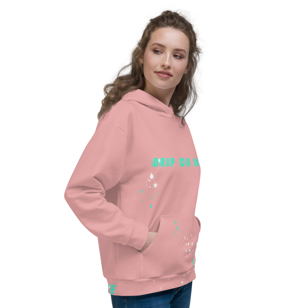 CRXWN | Drip or Dye | HUES Season 1 Back 2 Basics Unisex Comfort Hoodie Stripes N' Zoom Splatter Pastel Miami Art Basel Pink Teal