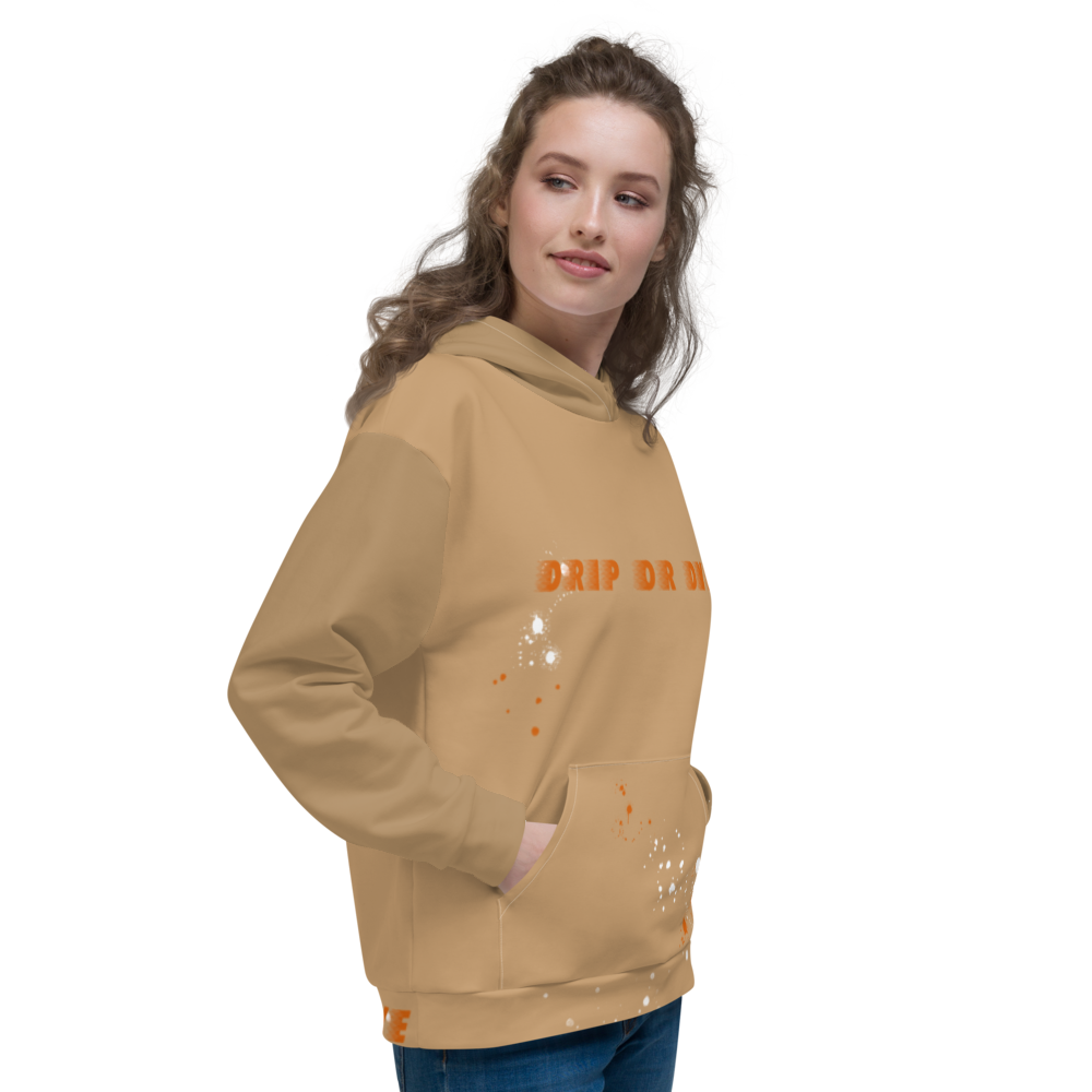 CRXWN | Drip or Dye | HUES Season 1 Back 2 Basics Unisex Comfort Hoodie Stripes N' Zoom Splatter Tan Sienna Oranges