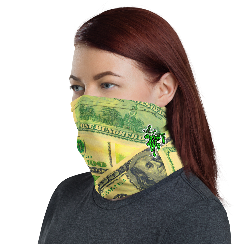 CRXWN | Drip or Dye Custom All About the Money Print 3-in-1 UNISEX Gaiter Green