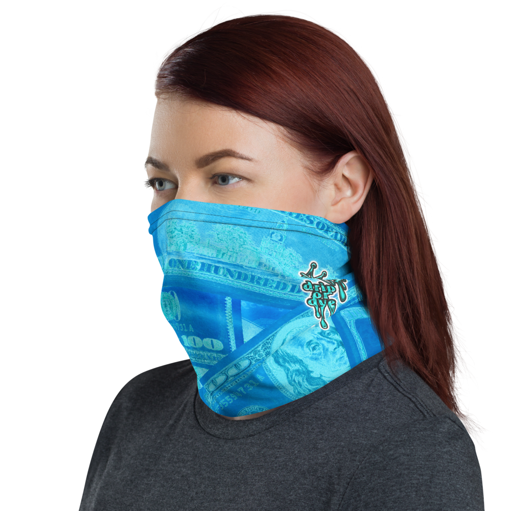 CRXWN | Drip or Dye Custom All About the Money Print 3-in-1 UNISEX Gaiter BlueFace