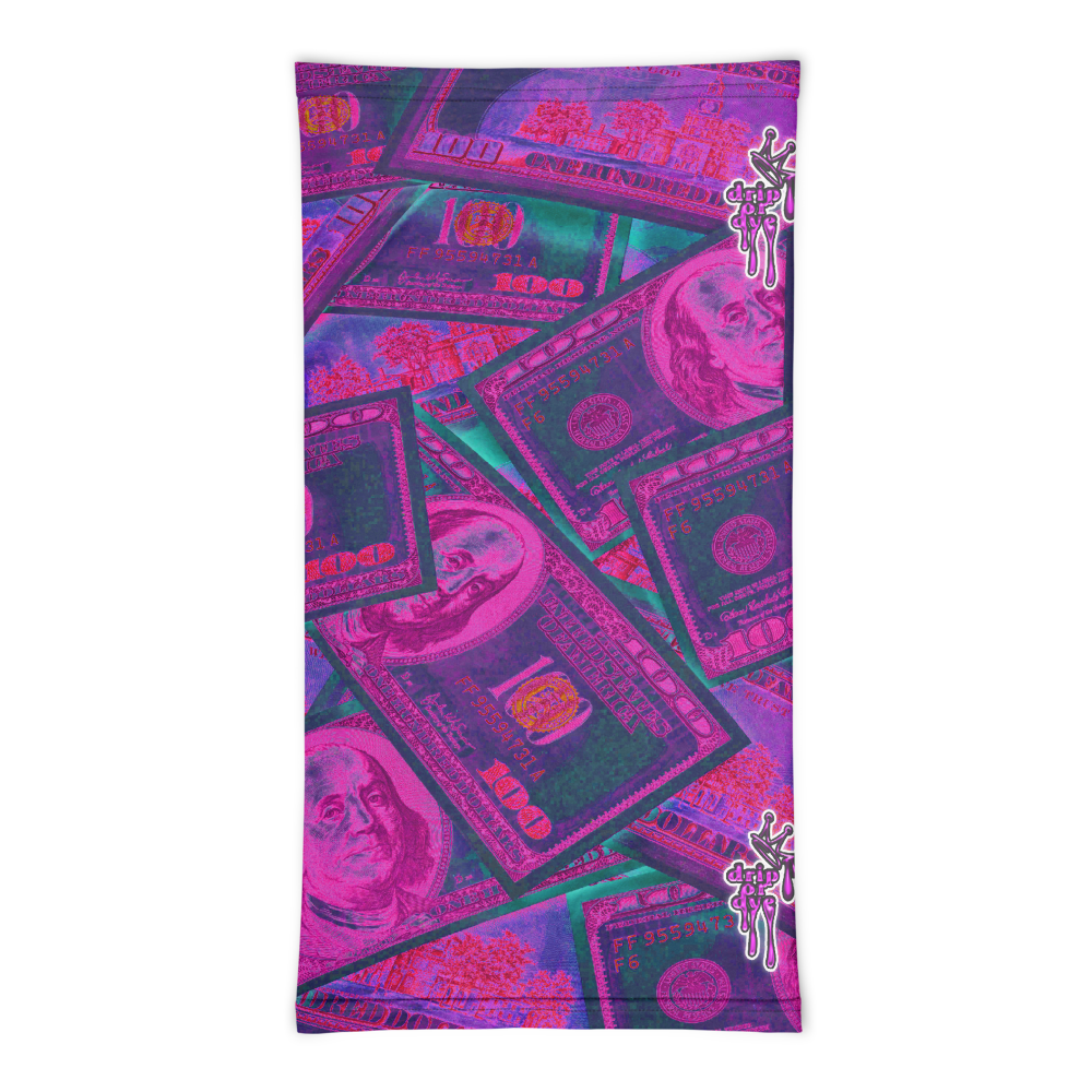 CRXWN | Drip or Dye Custom All About the Money Print 3-in-1 UNISEX Gaiter Pink Guap