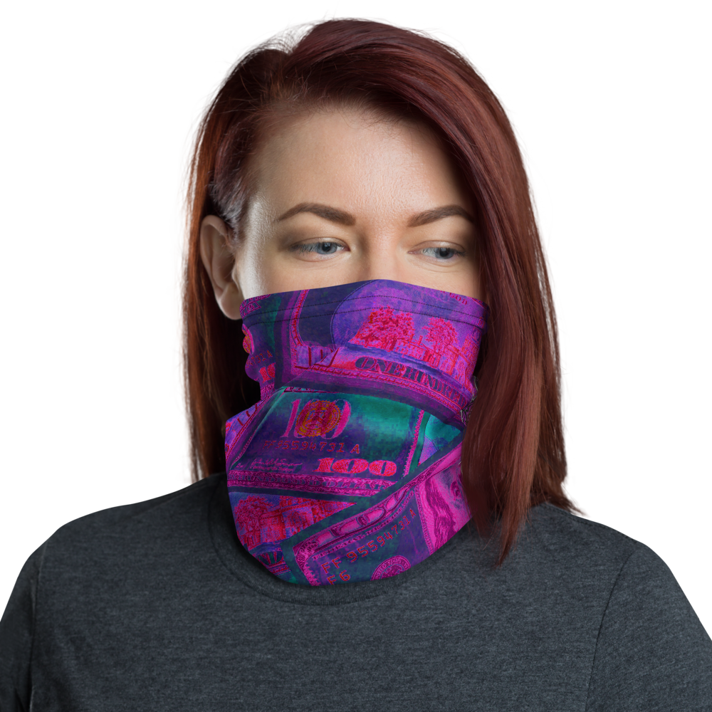CRXWN | Drip or Dye Custom All About the Money Print 3-in-1 UNISEX Gaiter Pink Guap