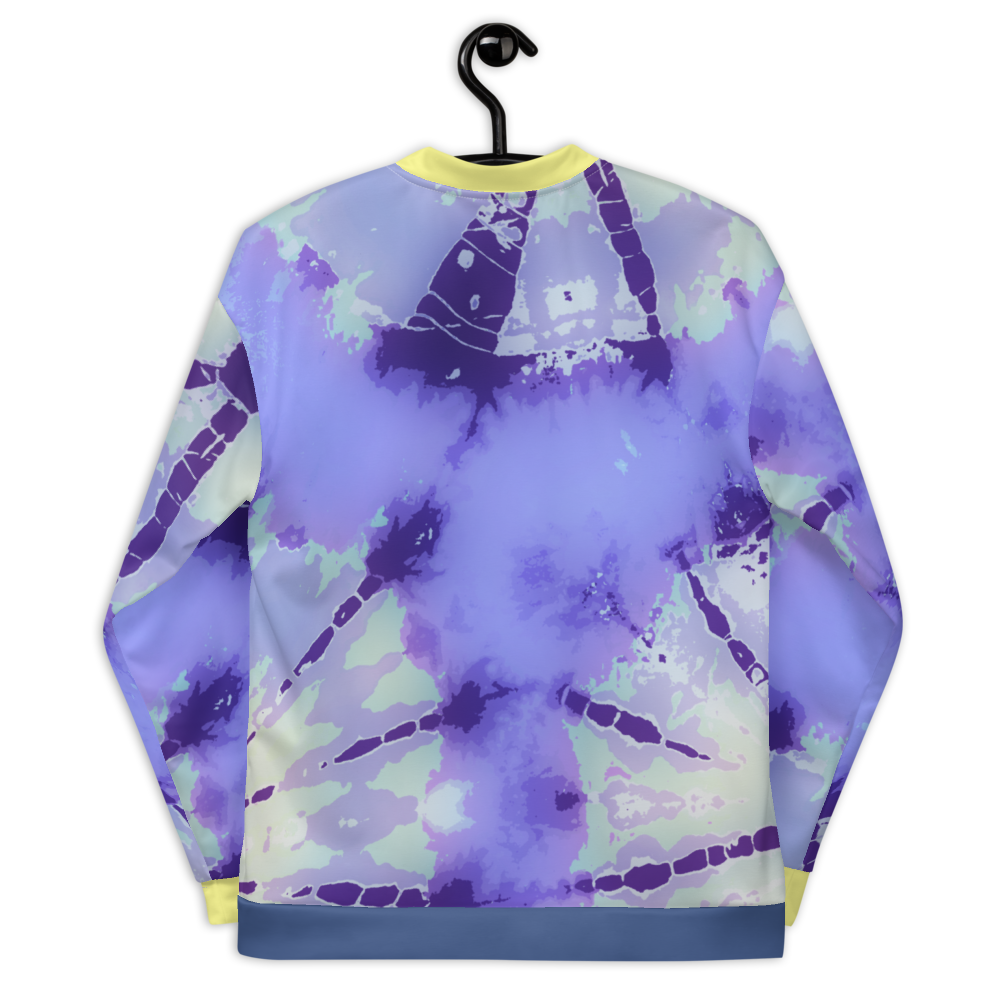 CRXWN | Drip or Dye Violet Photon Dust Ice Dye UNISEX Bomber Jacket Hearts Around the World Live Love Laugh