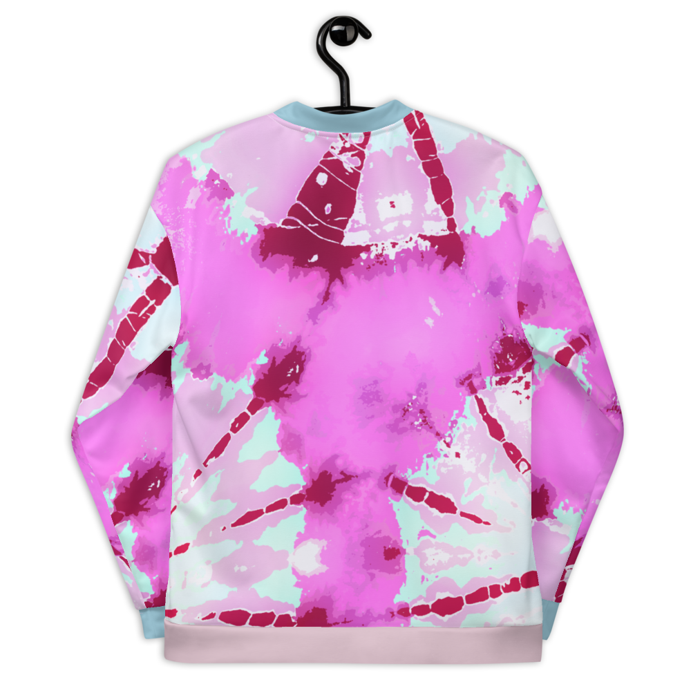 CRXWN | Drip or Dye Miami Nights Pink Foam Ice Dye UNISEX Bomber Jacket Hearts Around the World Live Love Laugh