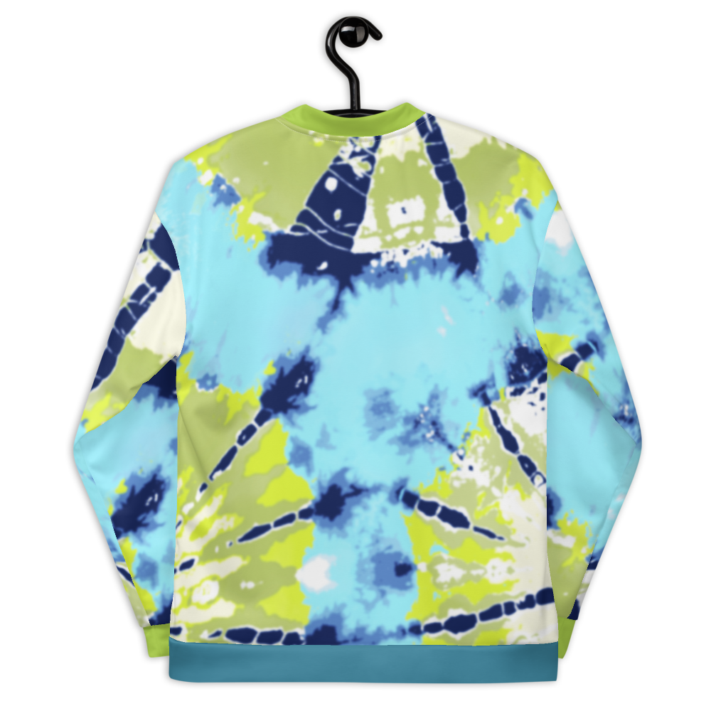 CRXWN | Drip or Dye Moss Green Ice Dye UNISEX Bomber Jacket Hearts Around the World Live Love Laugh