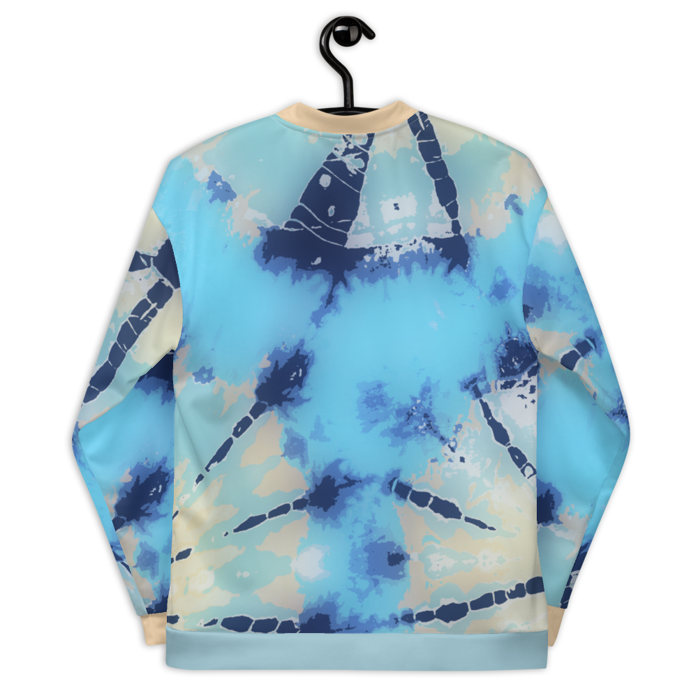 CRXWN | Drip or Dye Ice Blue Sky Linen Ice Dye UNISEX Bomber Jacket Hearts Around the World Live Love Laugh