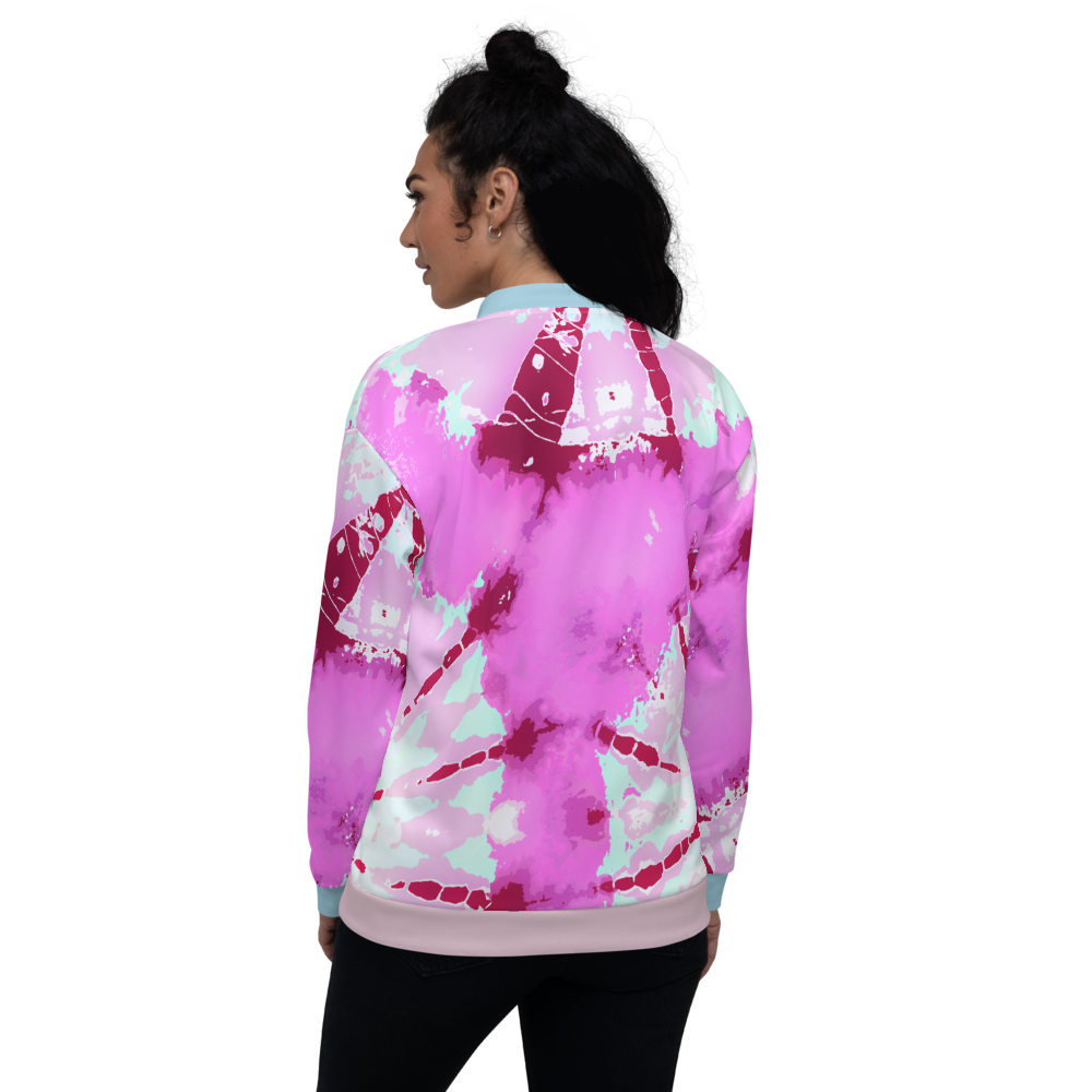 CRXWN | Drip or Dye Miami Nights Pink Foam Ice Dye UNISEX Bomber Jacket Hearts Around the World Live Love Laugh