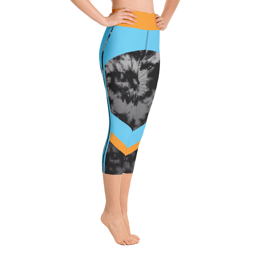 CRXWN | Drip or Dye 4 Retro Black Cat HER Collection Acid Wash Tye Dye Yoga Capri Leggings