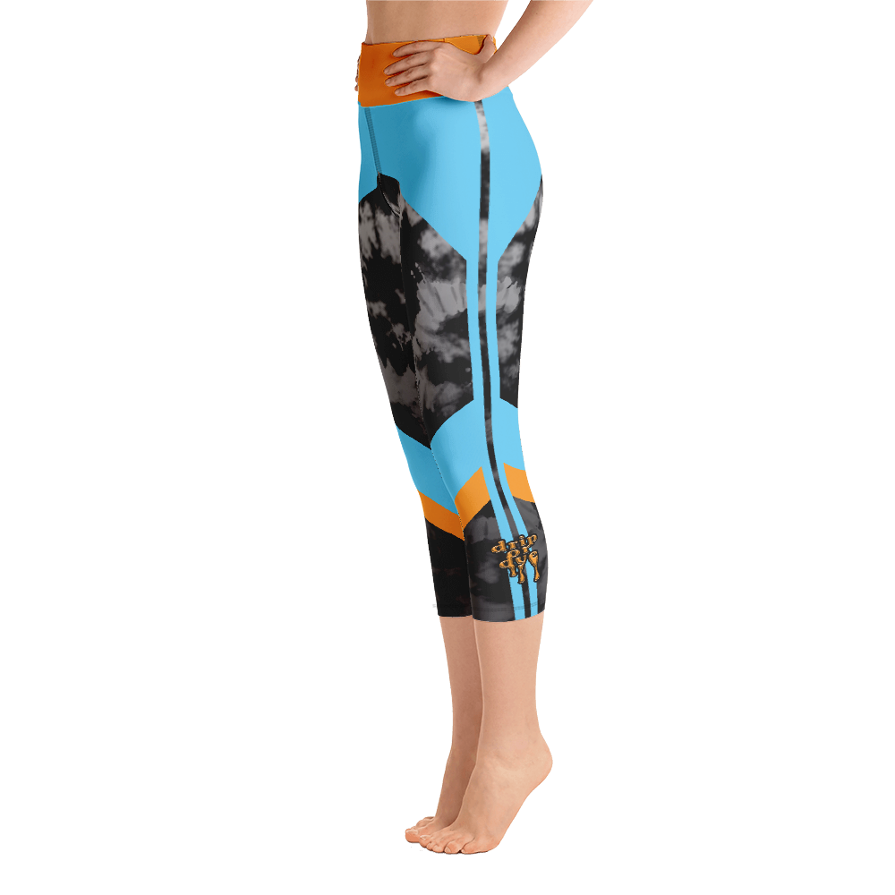 CRXWN | Drip or Dye 4 Retro Black Cat HER Collection Acid Wash Tye Dye Yoga Capri Leggings