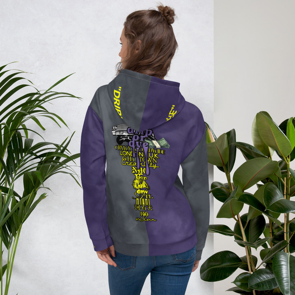 CRXWN | Drip or Dye 1 Mid Rashid Purple Grey Ice Dye UNISEX Hoodie