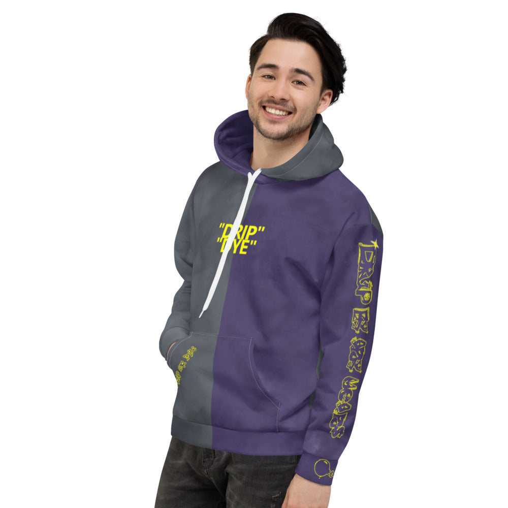 CRXWN | Drip or Dye 1 Mid Rashid Purple Grey Ice Dye UNISEX Hoodie