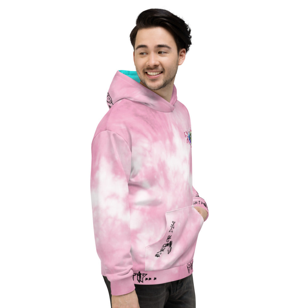CRXWN | Drip or Dye Miami Nights Pink Foam Ice Dye UNISEX Hoodie Hearts Around the World Live Love Laugh