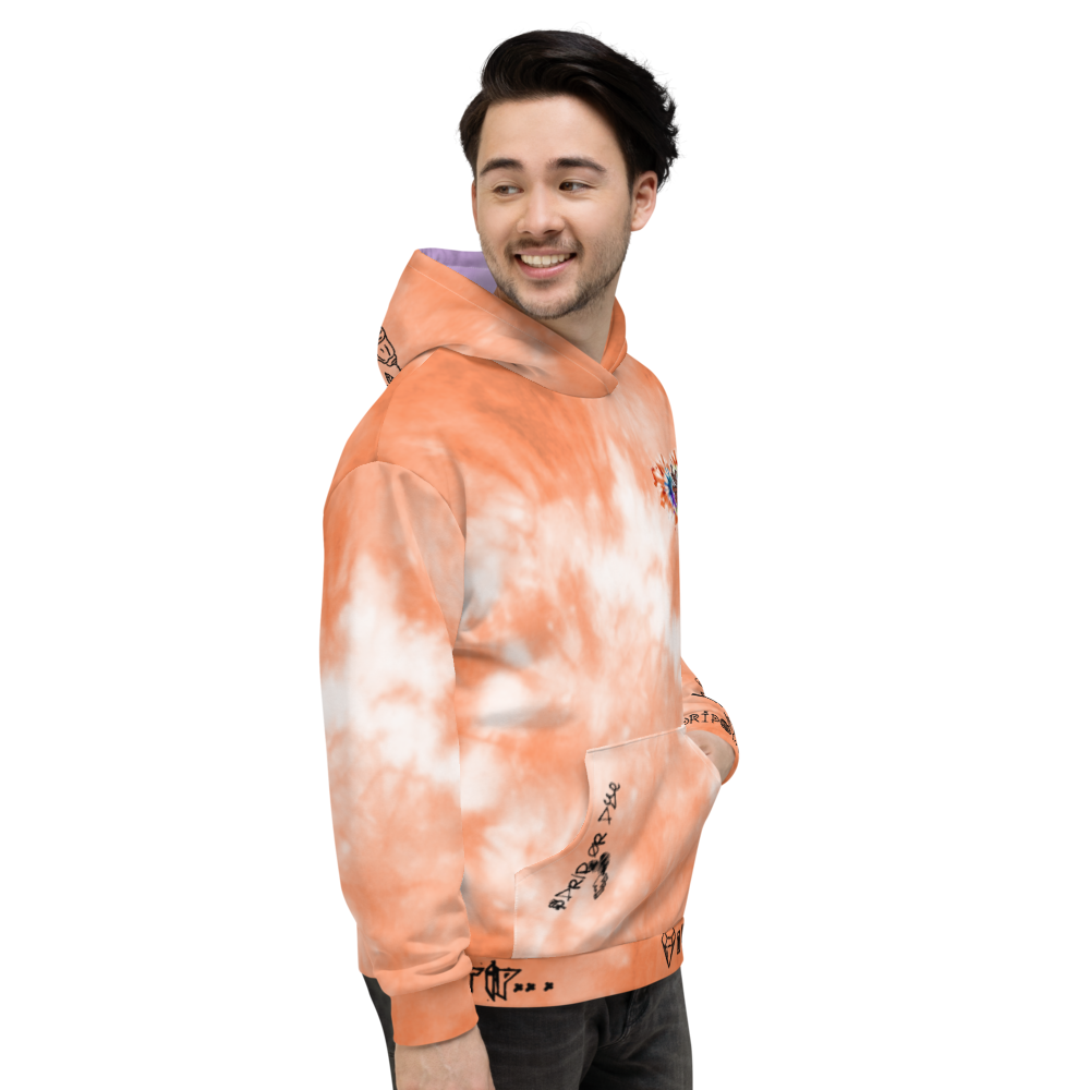 CRXWN | Drip or Dye Daybreak Vegas Gold College Orange Ice Dye UNISEX Hoodie Hearts Around the World Live Love Laugh