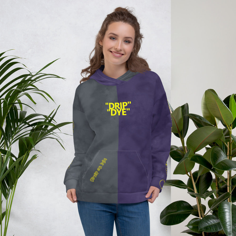 CRXWN | Drip or Dye 1 Mid Rashid Purple Grey Ice Dye UNISEX Hoodie
