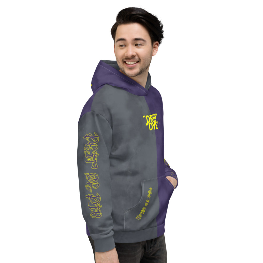 CRXWN | Drip or Dye 1 Mid Rashid Purple Grey Ice Dye UNISEX Hoodie