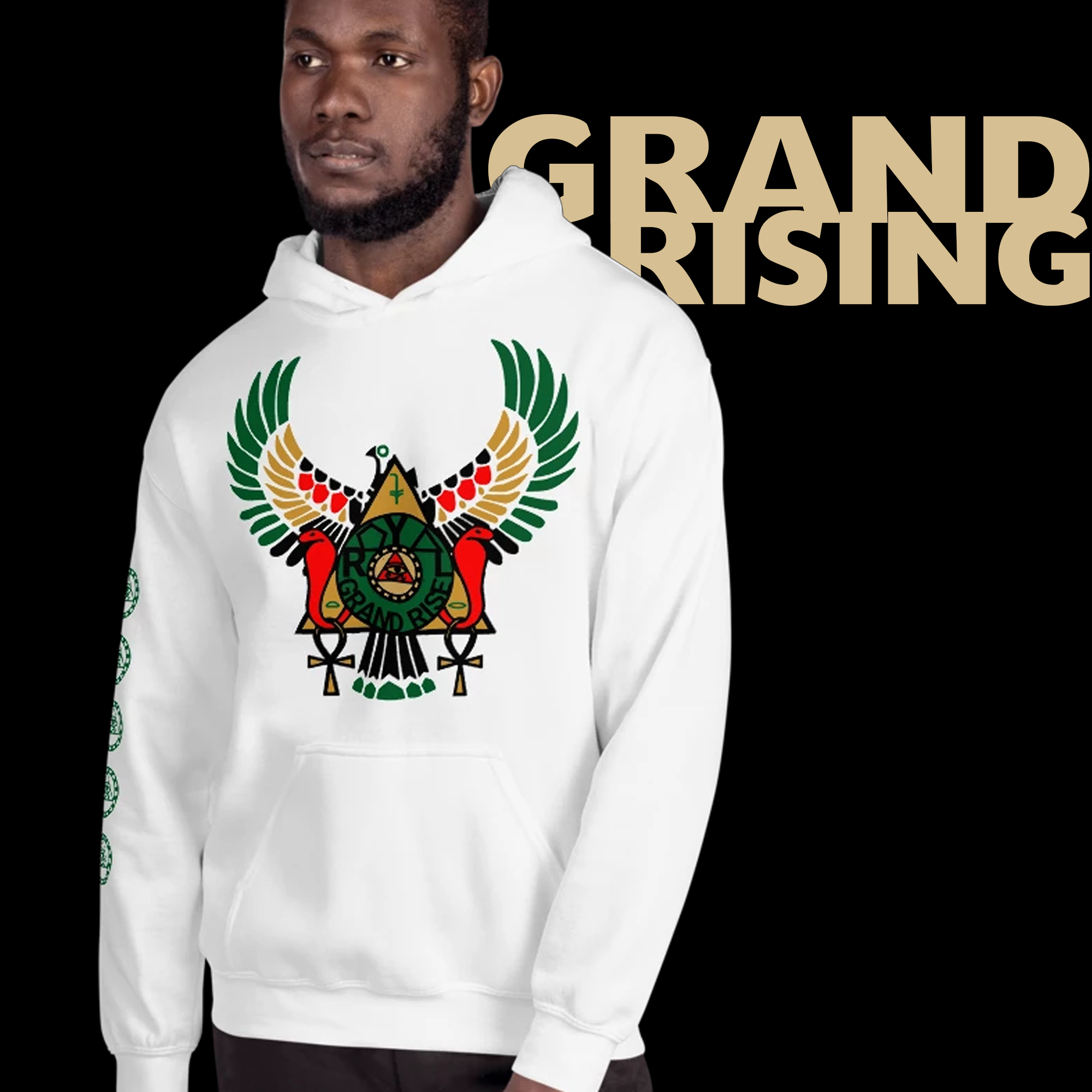 ROYAL. | RA PARTY | GRAND RISING Unisex Hoodie Nubian Flag And Gradient Varieties