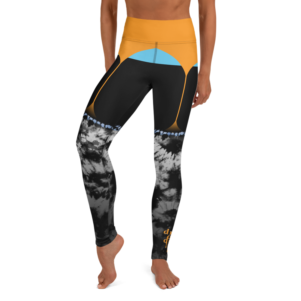 CRXWN | Drip or Dye 4 Retro Black Cat HER Collection Acid Wash Tye Dye Yoga Leggings