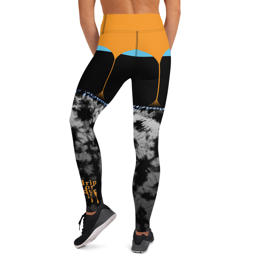 CRXWN | Drip or Dye 4 Retro Black Cat HER Collection Acid Wash Tye Dye Yoga Leggings