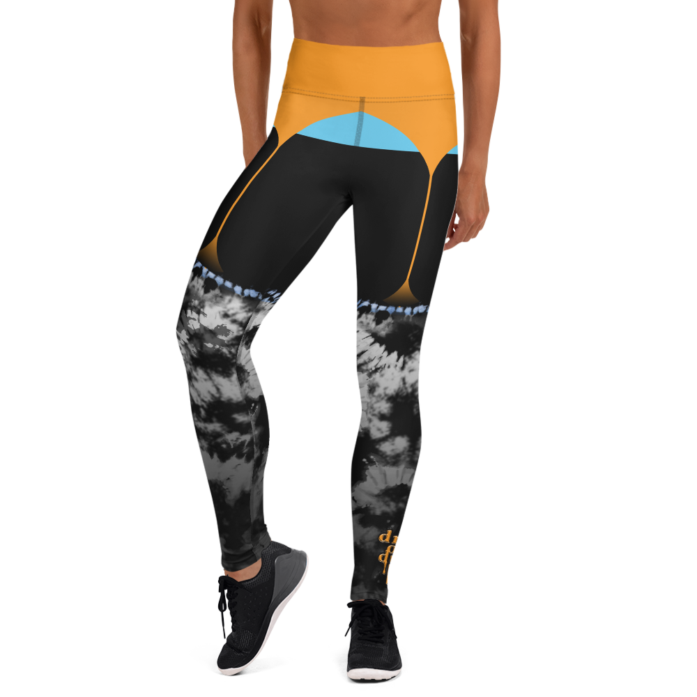 CRXWN | Drip or Dye 4 Retro Black Cat HER Collection Acid Wash Tye Dye Yoga Leggings