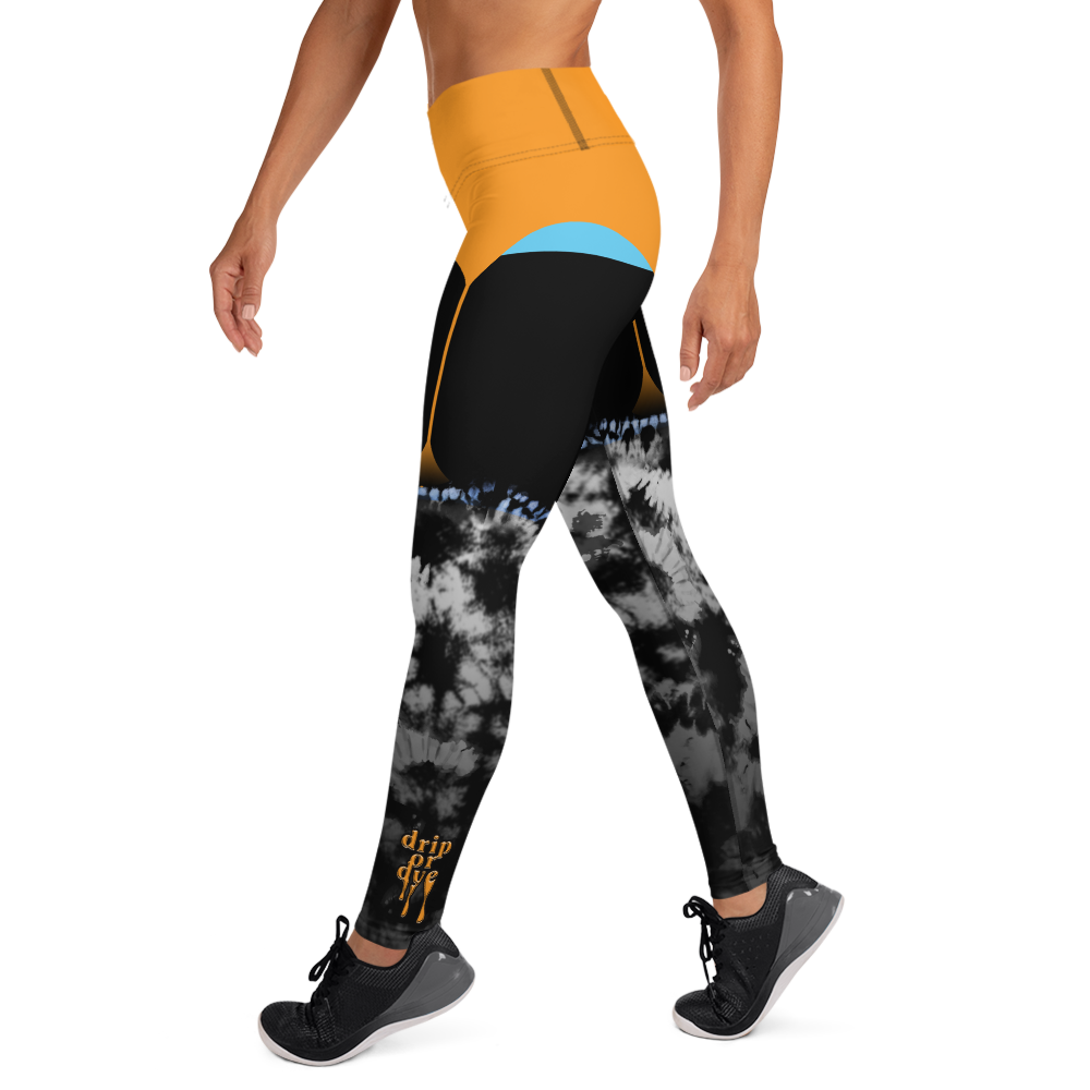CRXWN | Drip or Dye 4 Retro Black Cat HER Collection Acid Wash Tye Dye Yoga Leggings