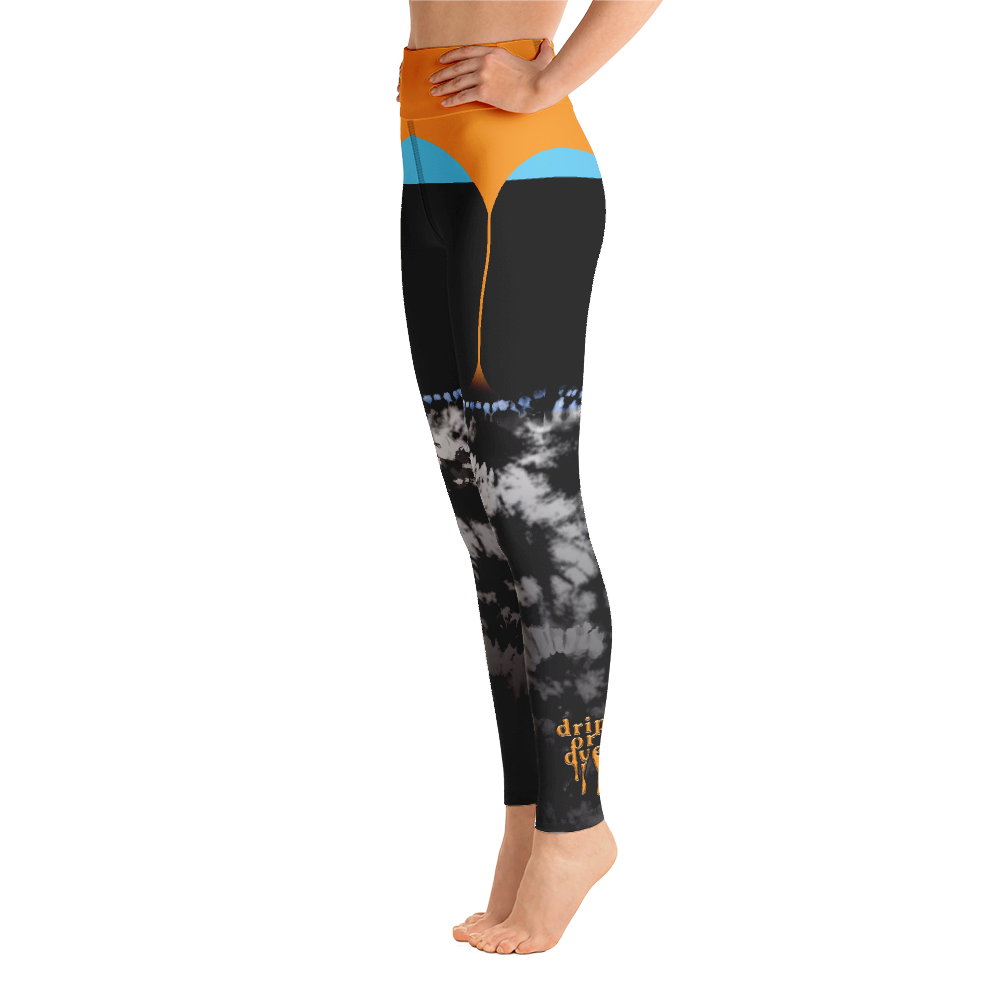 CRXWN | Drip or Dye 4 Retro Black Cat HER Collection Acid Wash Tye Dye Yoga Leggings