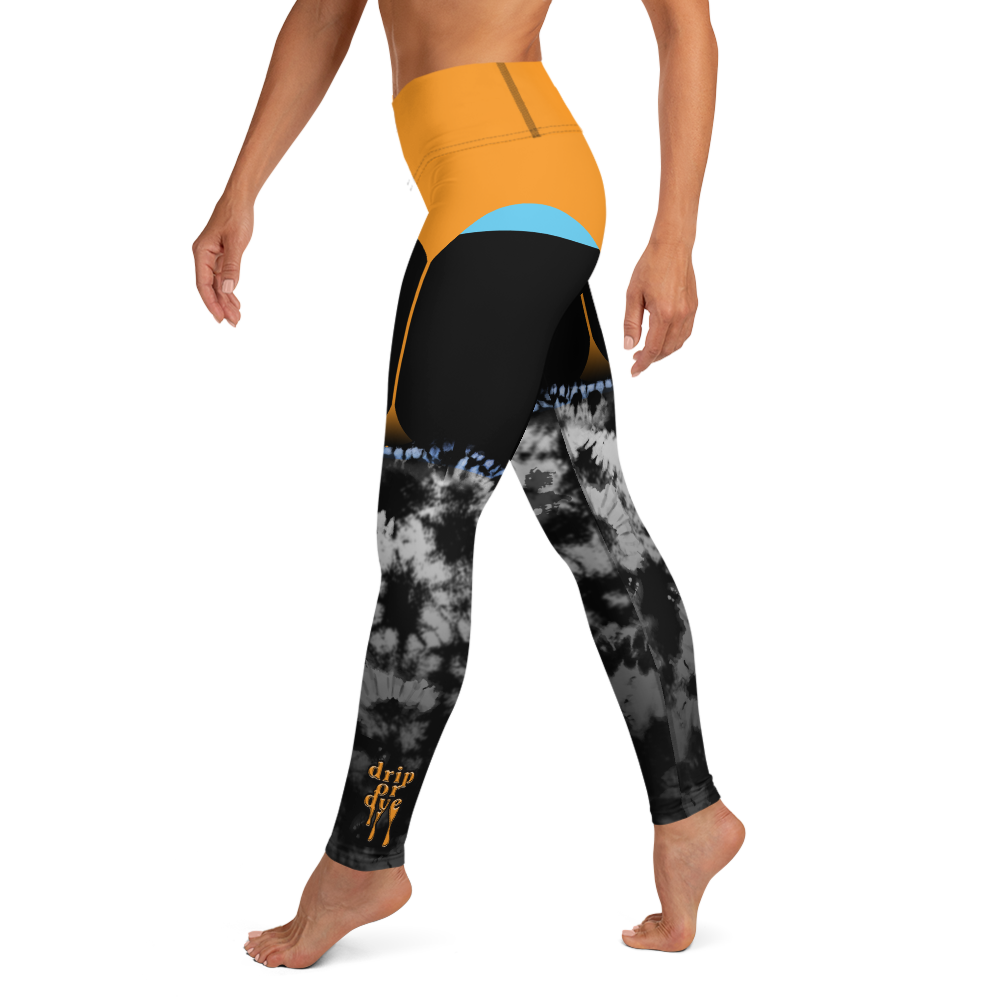 CRXWN | Drip or Dye 4 Retro Black Cat HER Collection Acid Wash Tye Dye Yoga Leggings