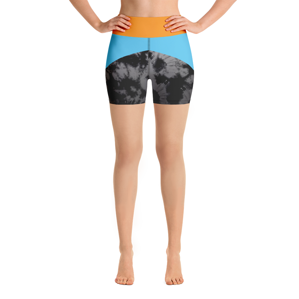 CRXWN | Drip or Dye 4 Retro Black Cat HER Collection Acid Wash Tye Dye Yoga Shorts