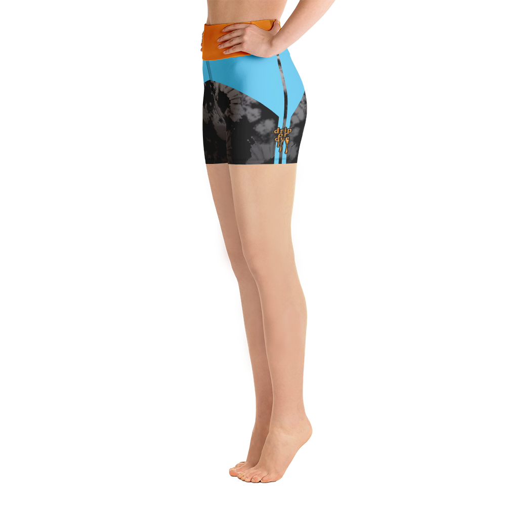 CRXWN | Drip or Dye 4 Retro Black Cat HER Collection Acid Wash Tye Dye Yoga Shorts