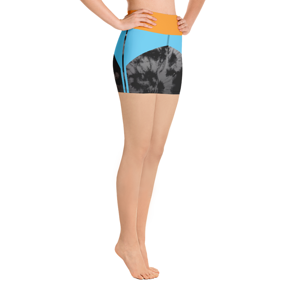 CRXWN | Drip or Dye 4 Retro Black Cat HER Collection Acid Wash Tye Dye Yoga Shorts