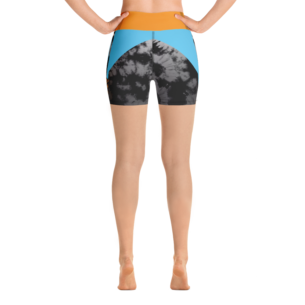 CRXWN | Drip or Dye 4 Retro Black Cat HER Collection Acid Wash Tye Dye Yoga Shorts