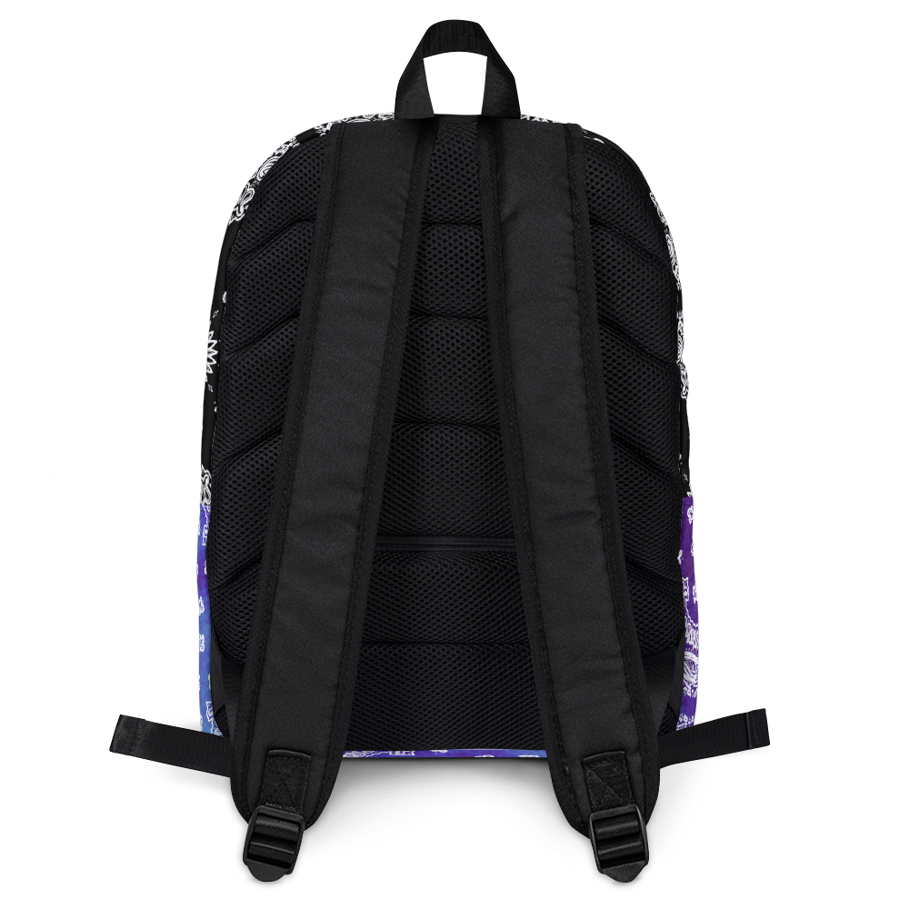 ROYAL ICONIC | Bandana Flag Tie Dye Aquarius Pour Color Block BACKPACK HueMan Gang Acid Wash Ice Dye Royal Blue & Purple Color Cloud