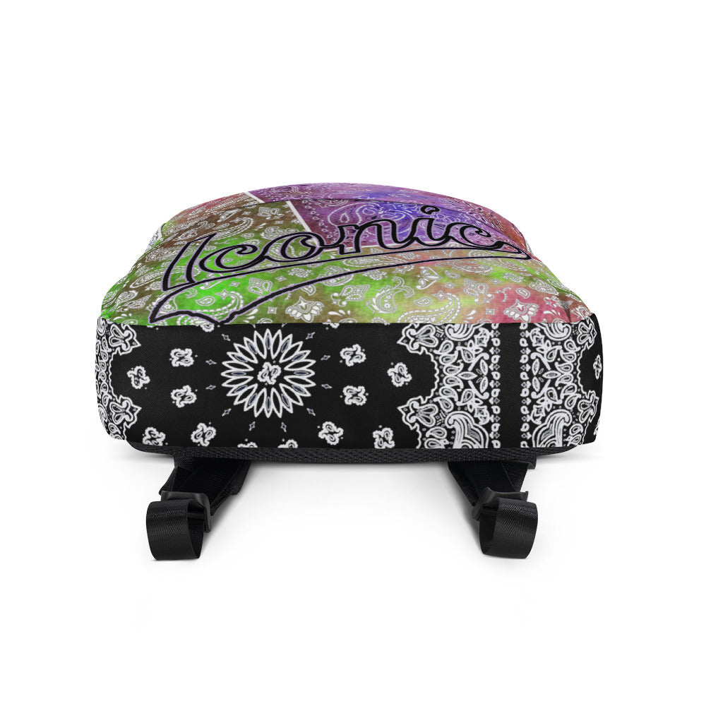 ROYAL ICONIC | Bandana Patchwork BACKPACK Digital Frontier HueMan Gang Tie Dye Mix Cheech Hendrixx Chong Rock Legend HipHop Festival Purple