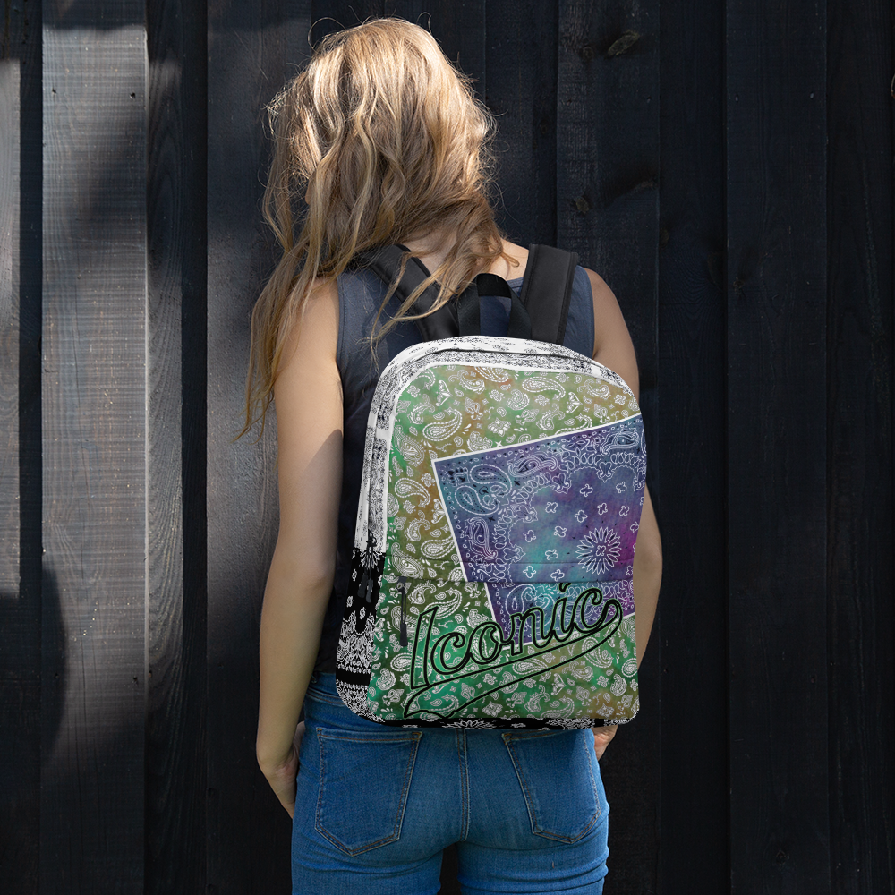ROYAL ICONIC | Bandana Patchwork BACKPACK Digital Frontier HueMan Gang Tie Dye Mix Purple Green Gurple