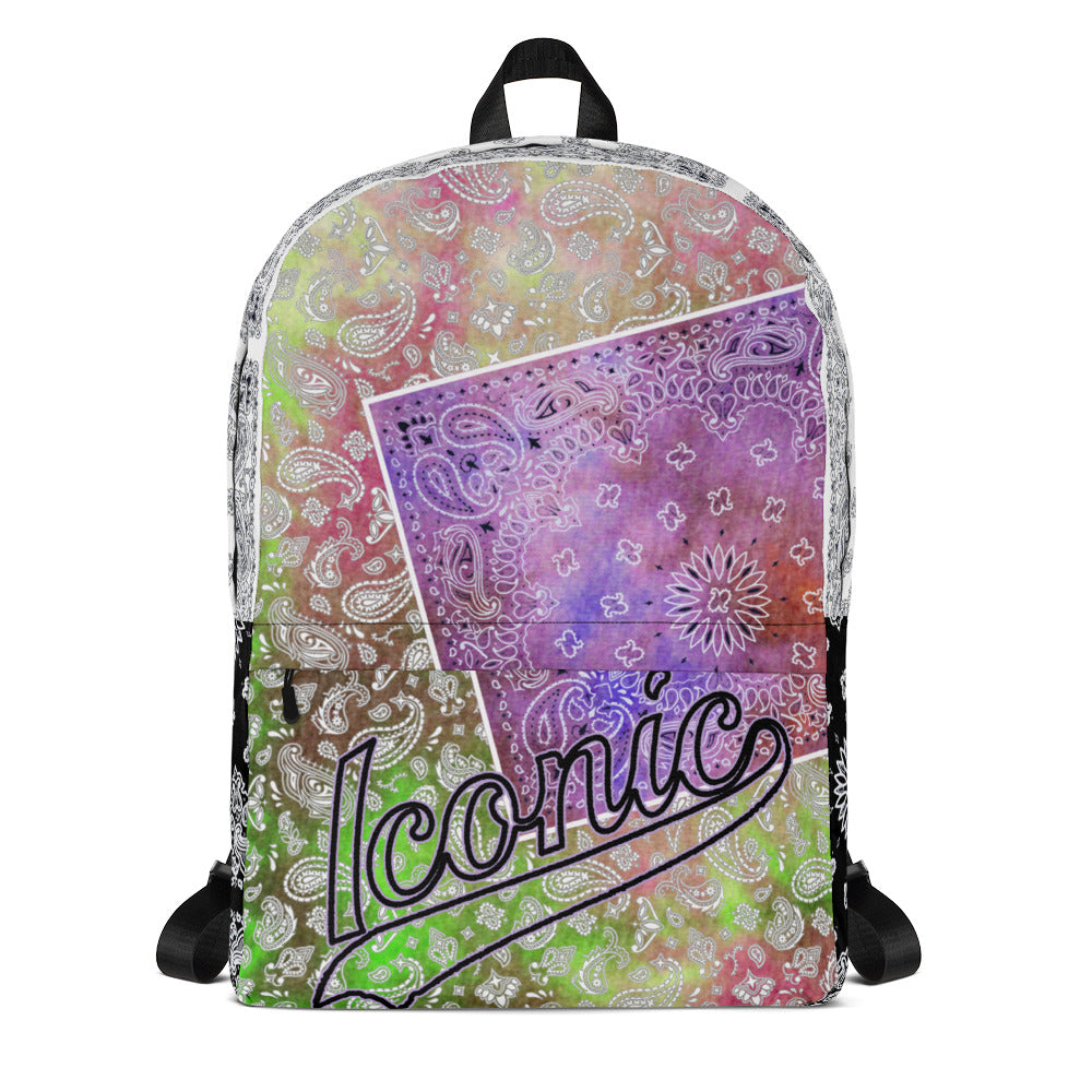 ROYAL ICONIC | Bandana Patchwork BACKPACK Digital Frontier HueMan Gang Tie Dye Mix Cheech Hendrixx Chong Rock Legend HipHop Festival Purple