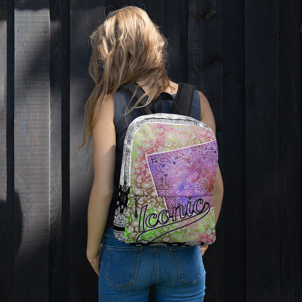 ROYAL ICONIC | Bandana Patchwork BACKPACK Digital Frontier HueMan Gang Tie Dye Mix Cheech Hendrixx Chong Rock Legend HipHop Festival Purple