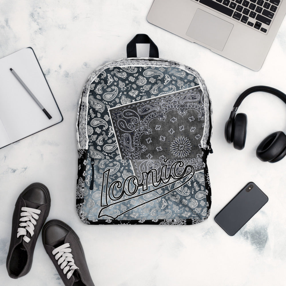 ROYAL ICONIC | Bandana Patchwork BACKPACK Digital Frontier HueMan Gang Bad Azz Acid Wash Black Flag Mix